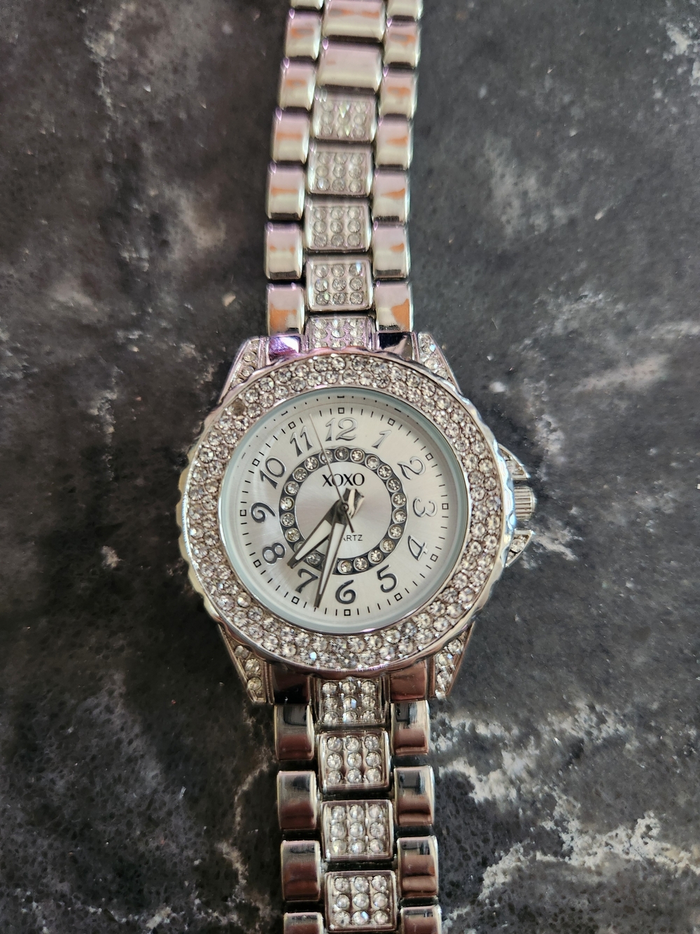 XOXO Silver Crystal-Studded Women's Bracelet Watch